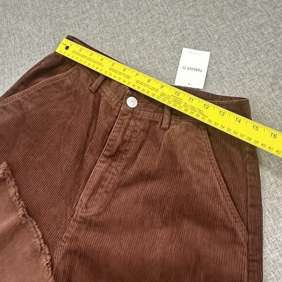 NEW! Forever 21 Corduroy Cargo Pants Wide Leg Brown Large $34.99 High Waisted - Picture 8 of 12
